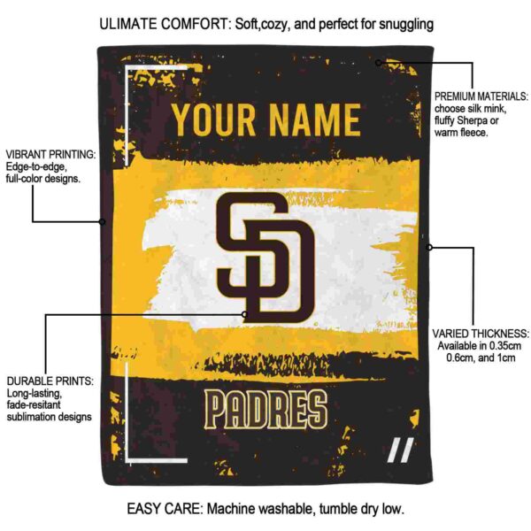 personalized san diego padres paint strokes brown white blanket new arrival