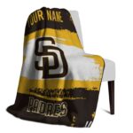 personalized san diego padres paint strokes brown white blanket top rated