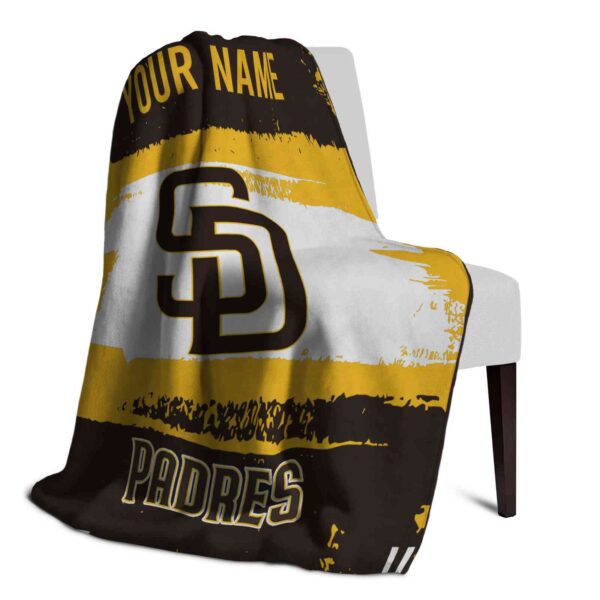 personalized san diego padres paint strokes brown white blanket top rated
