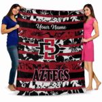 personalized san diego state aztecs floral stripes red white blanket best selling