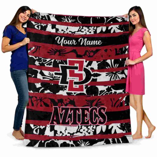 personalized san diego state aztecs floral stripes red white blanket fashion forward