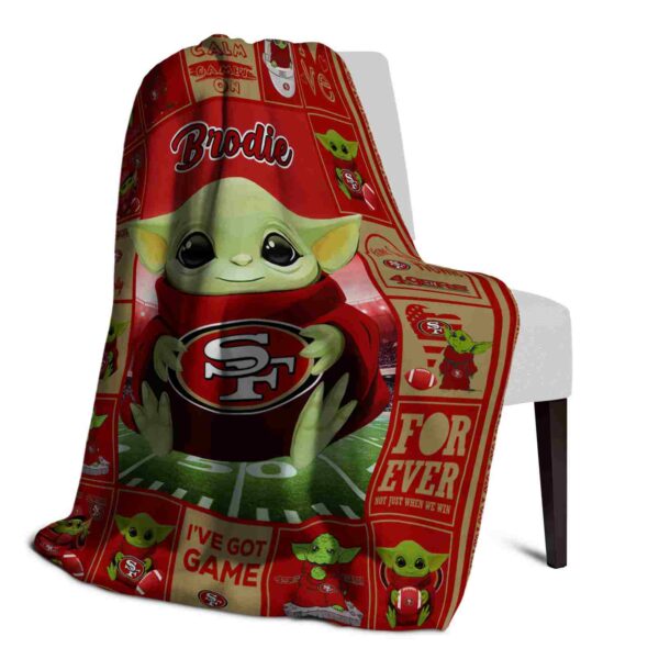 personalized san francisco 49ers baby yoda red blanket top rated