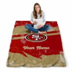 personalized san francisco 49ers grunge streaks red blanket high quality