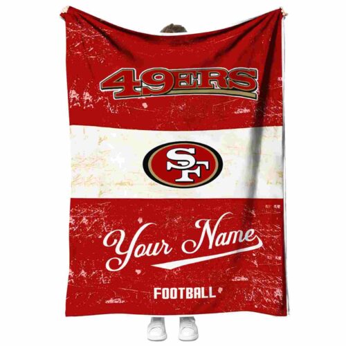 personalized san francisco 49ers grunge texture red white blanket best selling