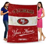 personalized san francisco 49ers grunge texture red white blanket best selling