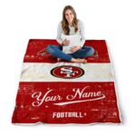 personalized san francisco 49ers grunge texture red white blanket best selling