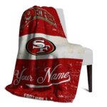 personalized san francisco 49ers grunge texture red white blanket best selling