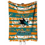 personalized san jose sharks floral stripes teal white blanket best selling