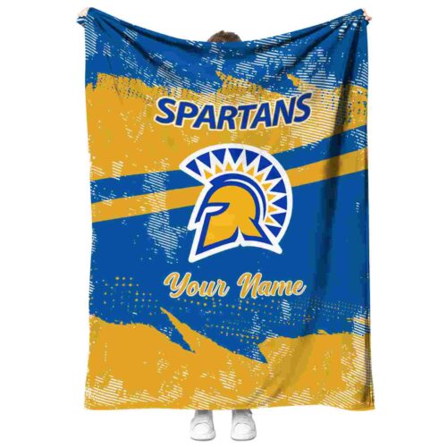 personalized san jose state spartans grunge streaks blue blanket best selling