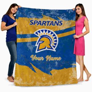 personalized san jose state spartans grunge streaks blue blanket fashion forward