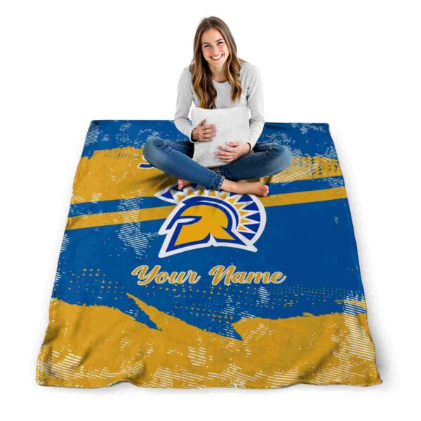personalized san jose state spartans grunge streaks blue blanket high quality