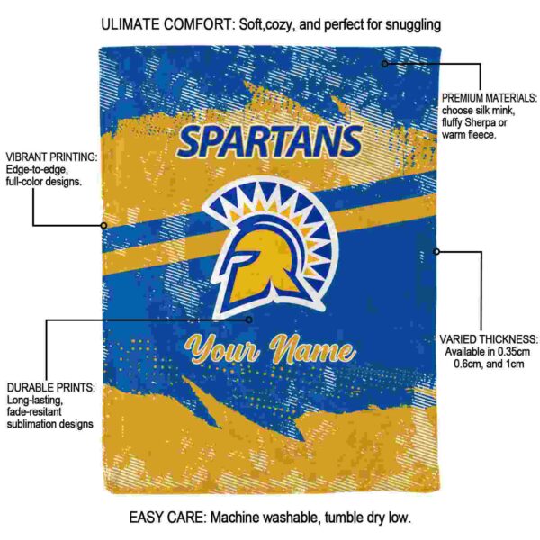 personalized san jose state spartans grunge streaks blue blanket new arrival
