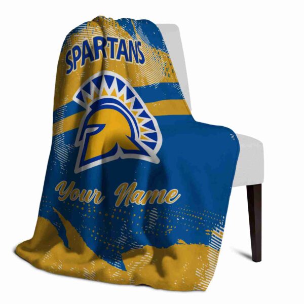 personalized san jose state spartans grunge streaks blue blanket top rated