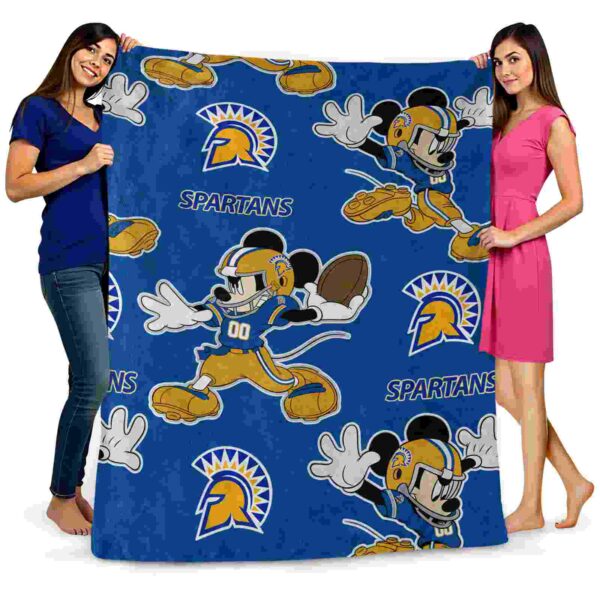personalized san jose state spartans mickey blue blanket fashion forward