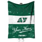 personalized saskatchewan roughriders grunge texture green white blanket best selling