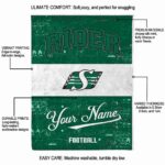personalized saskatchewan roughriders grunge texture green white blanket best selling