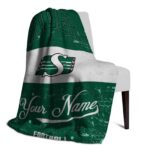 personalized saskatchewan roughriders grunge texture green white blanket best selling