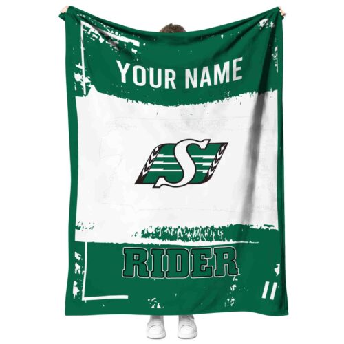 personalized saskatchewan roughriders paint strokes green white blanket best selling
