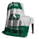 personalized saskatchewan roughriders paint strokes green white blanket best selling