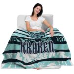 personalized seattle kraken floral stripes blue white blanket best selling