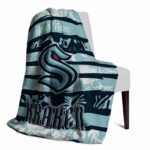 personalized seattle kraken floral stripes blue white blanket best selling