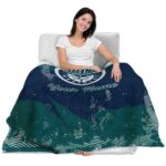 personalized seattle mariners grunge streaks navy blue blanket latest model