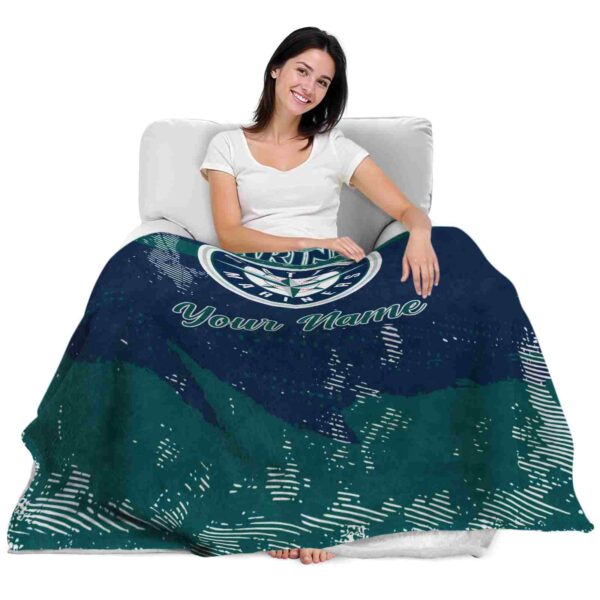 personalized seattle mariners grunge streaks navy blue blanket latest model