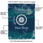 personalized seattle mariners grunge streaks navy blue blanket new arrival
