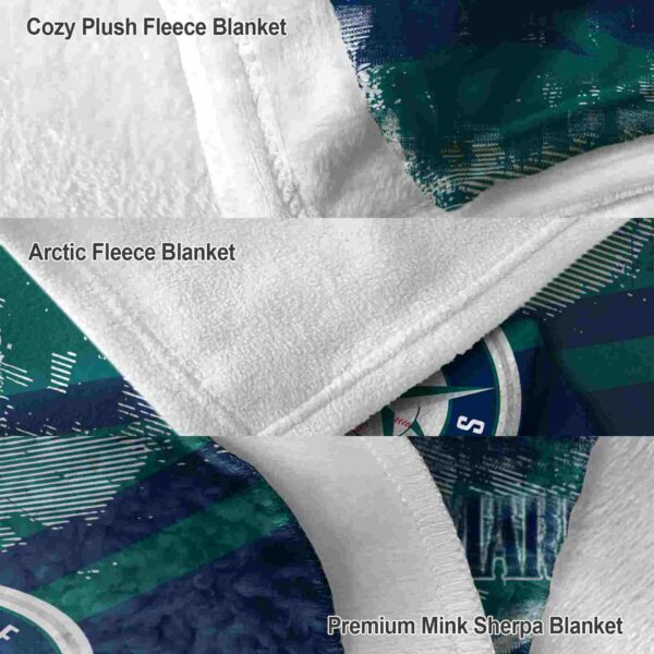 personalized seattle mariners grunge streaks navy blue blanket premium grade