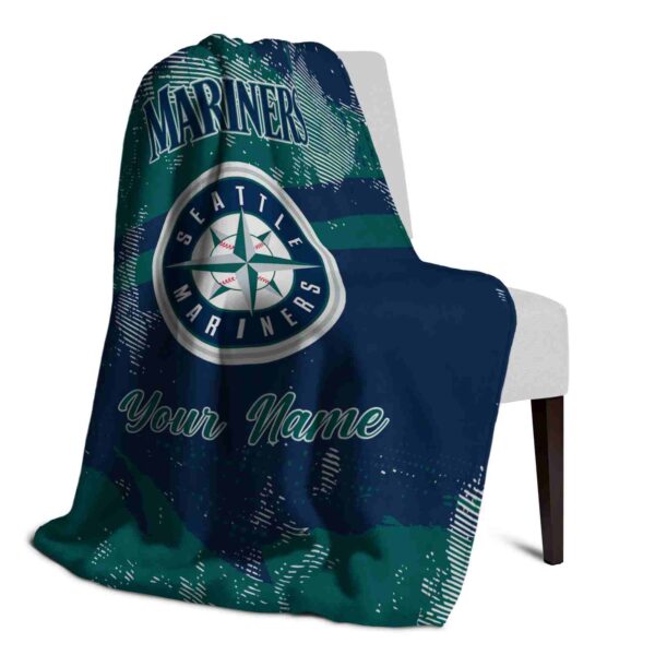 personalized seattle mariners grunge streaks navy blue blanket top rated
