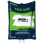 personalized seattle seahawks paint strokes blue white blanket best selling