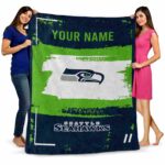 personalized seattle seahawks paint strokes blue white blanket best selling