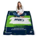 personalized seattle seahawks paint strokes blue white blanket best selling