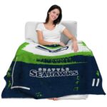 personalized seattle seahawks paint strokes blue white blanket best selling