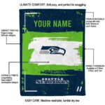 personalized seattle seahawks paint strokes blue white blanket best selling