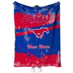 personalized smu mustangs grunge streaks blue blanket best selling