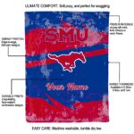 personalized smu mustangs grunge streaks blue blanket best selling