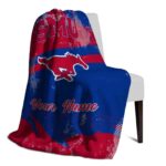 personalized smu mustangs grunge streaks blue blanket best selling