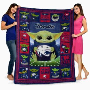 personalized south alabama jaguars baby yoda blue blanket fashion forward