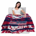 personalized south alabama jaguars floral stripes blue white blanket latest model