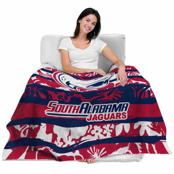 personalized south alabama jaguars floral stripes blue white blanket latest model