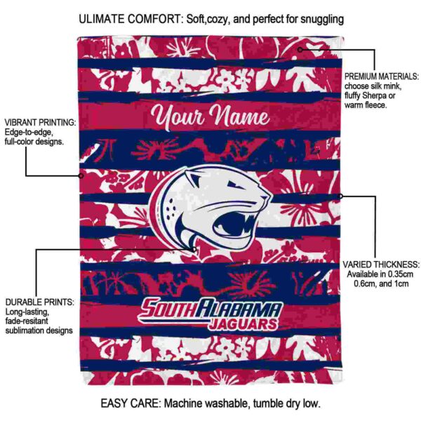 personalized south alabama jaguars floral stripes blue white blanket new arrival