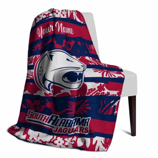 personalized south alabama jaguars floral stripes blue white blanket top rated