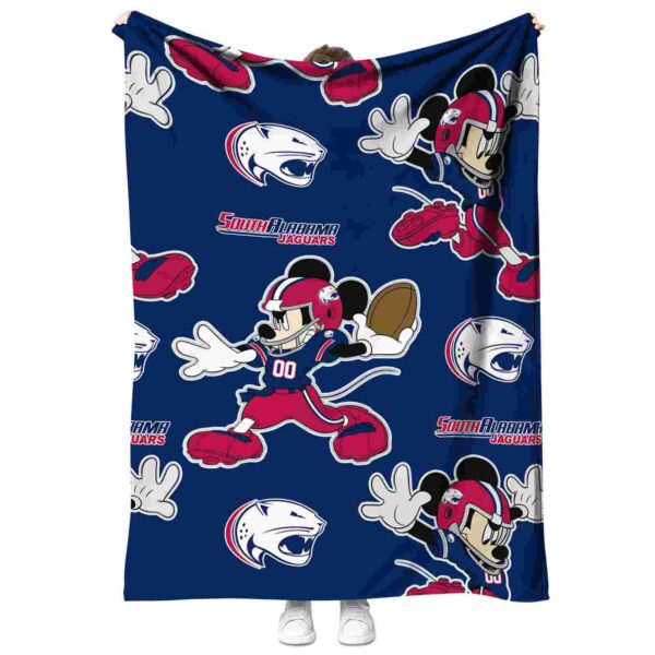 personalized south alabama jaguars mickey blue blanket best selling