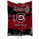 personalized south carolina gamecocks grunge streaks garnet blanket best selling