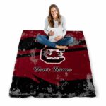 personalized south carolina gamecocks grunge streaks garnet blanket best selling