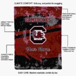 personalized south carolina gamecocks grunge streaks garnet blanket best selling