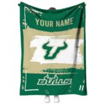 personalized south florida bulls paint strokes green white blanket best selling