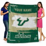 personalized south florida bulls paint strokes green white blanket fashion forward