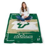 personalized south florida bulls paint strokes green white blanket high quality